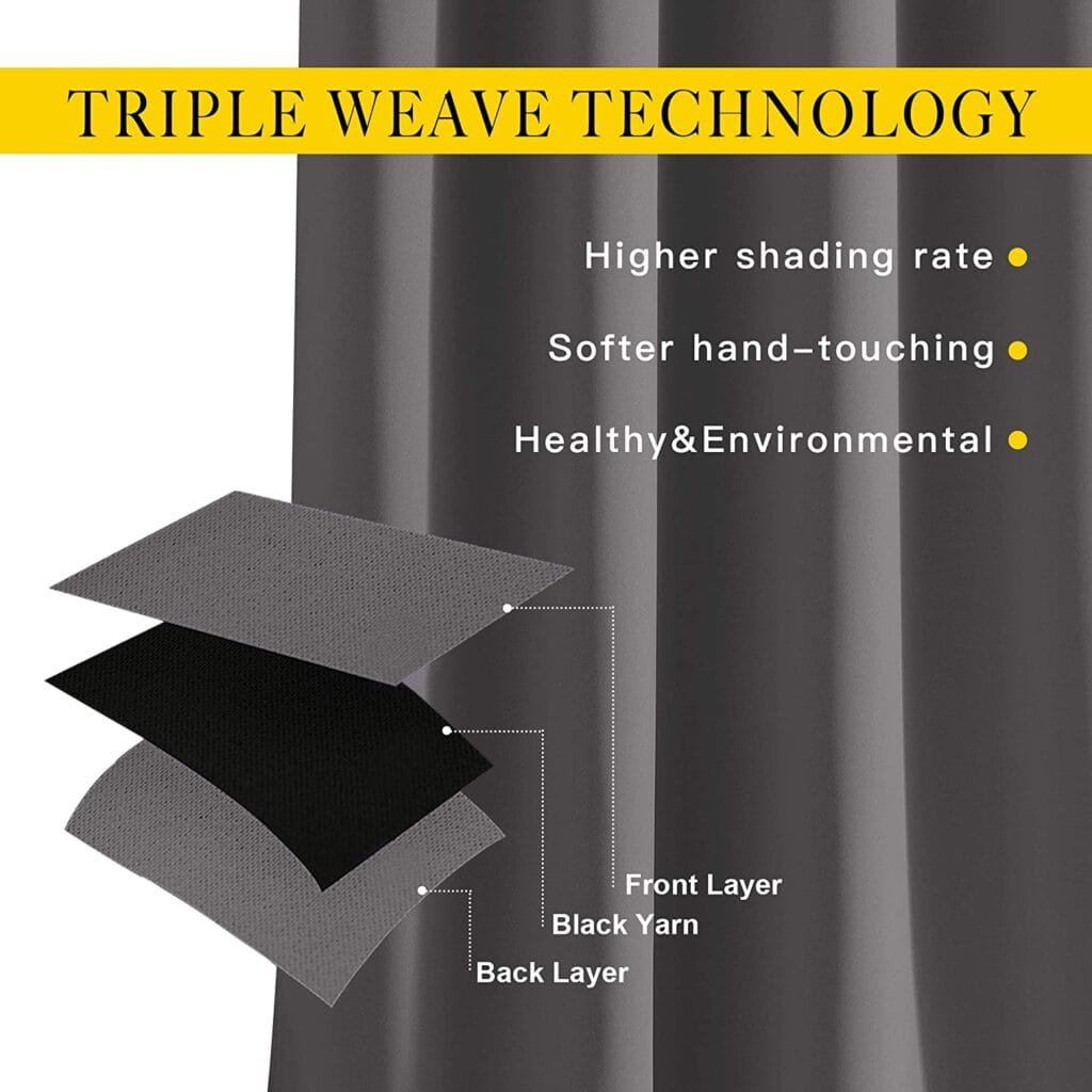 Triple layer soundproof curtains